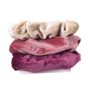 Shades Of Pink Set Of 3 Velvet Scrunchies